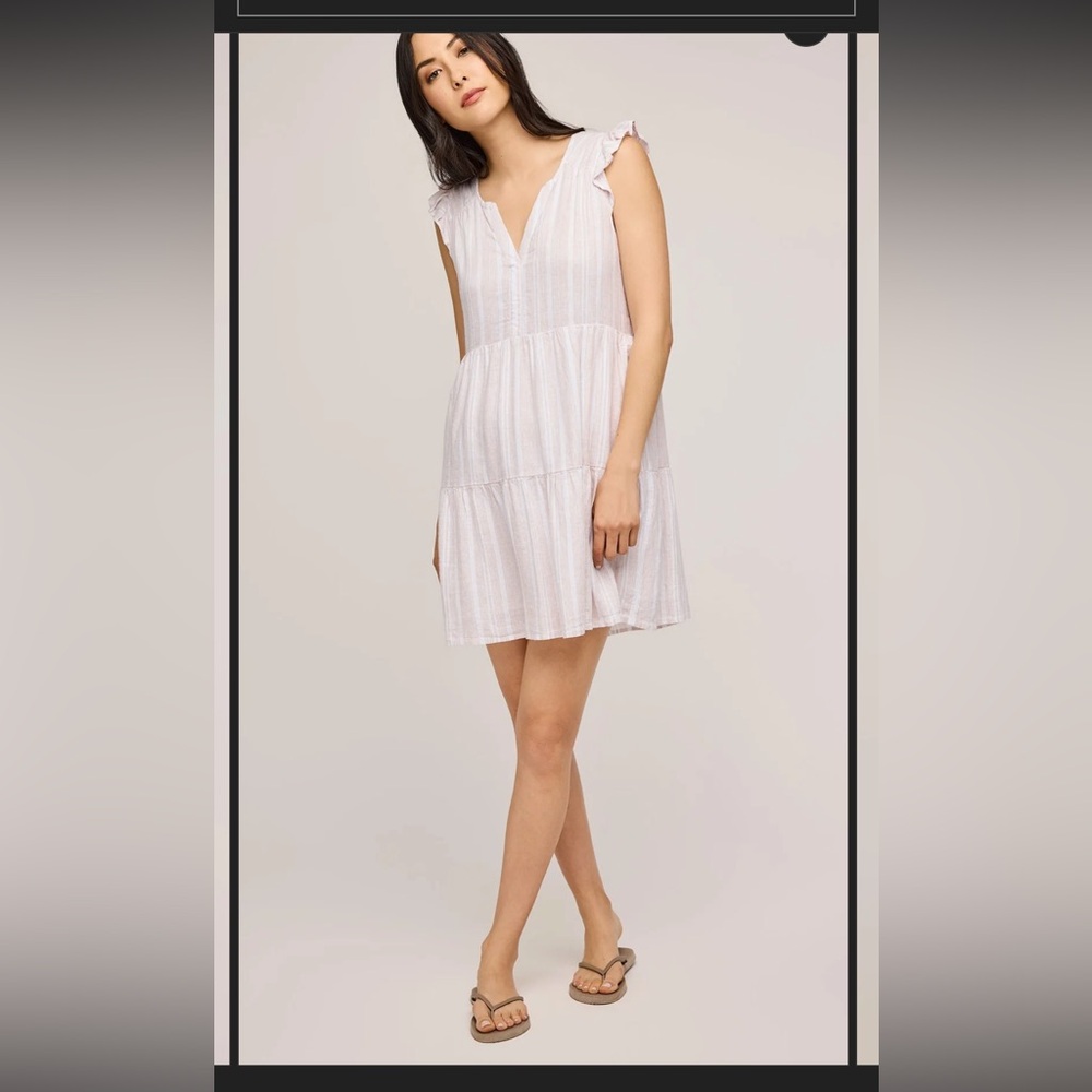 Gentle Fawn Maggie Linen lined Mini Dress striped  pastel size XL like new